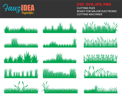 15 Grass SVG Bundle, Grass SVG, Grass Cut Files For Silhouette, Files for Cricut, Grass Vector, Field Svg, Dxf, Png, Eps, Digital Download SVG Fauz 