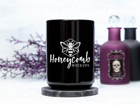15 Ounce Black Mug Mockup, Styled Mug Photo, Witchy Mug Mockup, Halloween Mug Mockup, Coffee Cup Mockup, Blank Mug Mockup Mock Up Photo Honeycomb Mockups 