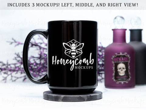 15 Ounce Black Mug Mockup, Styled Mug Photo, Witchy Mug Mockup, Halloween Mug Mockup, Coffee Cup Mockup, Blank Mug Mockup Mock Up Photo Honeycomb Mockups 