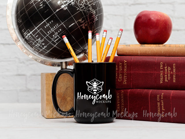 15 Ounce Black Mug Mockup, Teacher Mockup, School Mockup, Styled Mug Photo, Sublimation Mockup Mock Up Photo Honeycomb Mockups 