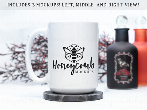 15 Ounce White Mug Mockup, Styled Mug Photo, Witchy Mug Mockup, Blank Mug Mockup, Halloween Mug Mockup, Coffee Cup Mockup Mock Up Photo Honeycomb Mockups 