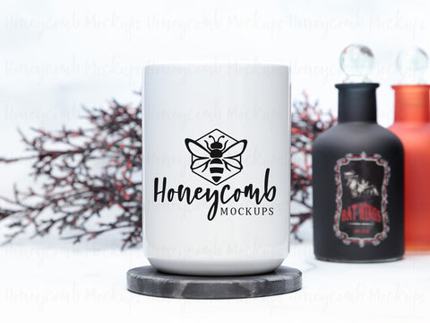15 Ounce White Mug Mockup, Styled Mug Photo, Witchy Mug Mockup, Blank Mug Mockup, Halloween Mug Mockup, Coffee Cup Mockup Mock Up Photo Honeycomb Mockups 