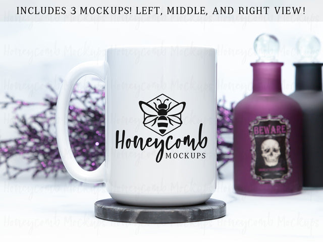 15 Ounce White Mug Mockup, Styled Mug Photo, Witchy Mug Mockup, Blank Mug Mockup, Halloween Mug Mockup, Coffee Cup Mockup Mock Up Photo Honeycomb Mockups 