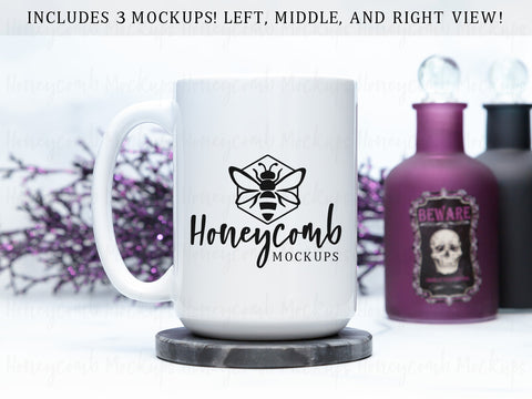 15 Ounce White Mug Mockup, Styled Mug Photo, Witchy Mug Mockup, Blank Mug Mockup, Halloween Mug Mockup, Coffee Cup Mockup Mock Up Photo Honeycomb Mockups 