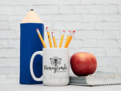 15 Ounce White Mug Mockup, Teacher Mockup, Sublimation Mockup, Styled Mug Photo, School Mockup Mock Up Photo Honeycomb Mockups 