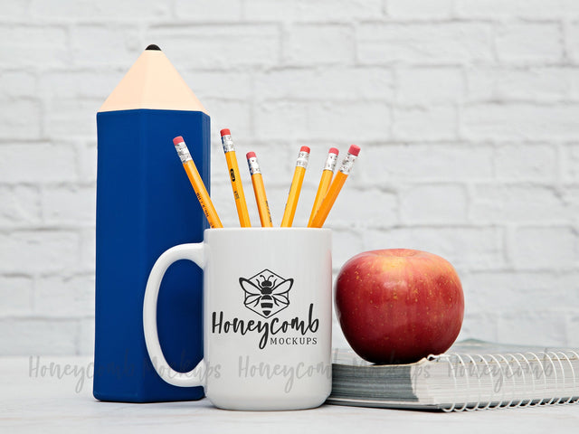 15 Ounce White Mug Mockup, Teacher Mockup, Sublimation Mockup, Styled Mug Photo, School Mockup Mock Up Photo Honeycomb Mockups 