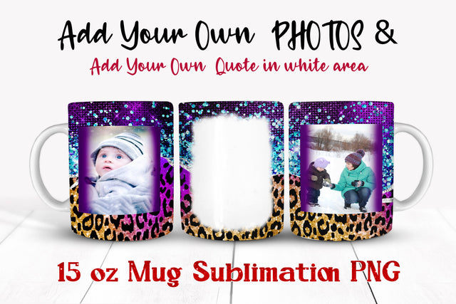 15 oz Colorful Leopard Photo Mug Template Sublimation Dina.store4art 