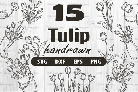 15 Tulip handrawn svg dxf eps png SVG dadan_pm 