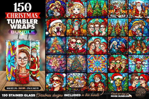 150 MEGA Christmas Bundle | Stained Glas Sublimation The Vintage Signs Shop 