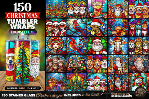 150 MEGA Christmas Bundle | Stained Glas Sublimation The Vintage Signs Shop 