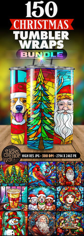 150 MEGA Christmas Bundle | Stained Glas Sublimation The Vintage Signs Shop 