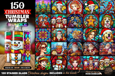 150 MEGA Christmas Bundle | Stained Glas Sublimation The Vintage Signs Shop 