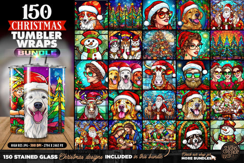 150 MEGA Christmas Bundle | Stained Glas Sublimation The Vintage Signs Shop 