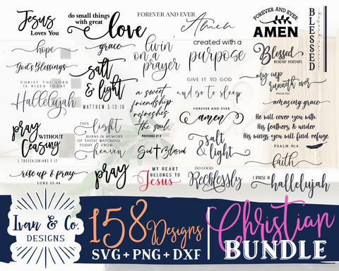 158 Christian SVG Bundle | Salt & Light Svg | Amazing Grace Svg | Amen Svg | Pray Wait Trust Svg | Commercial Use | Digital Cut Files (1294654527) SVG Ivan & Co. Designs 