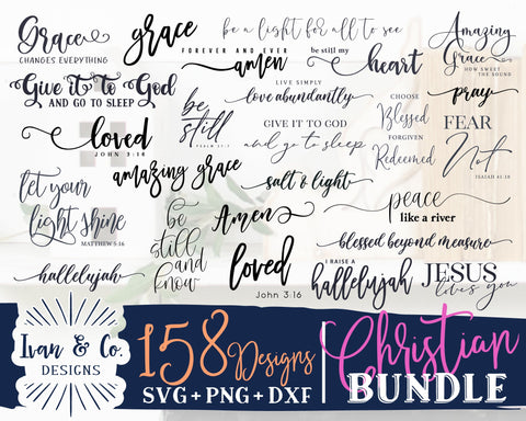 158 Christian SVG Bundle | Salt & Light Svg | Amazing Grace Svg | Amen Svg | Pray Wait Trust Svg | Commercial Use | Digital Cut Files (1294654527) SVG Ivan & Co. Designs 