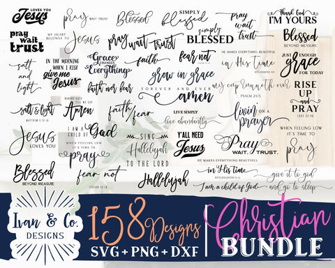 158 Christian SVG Bundle | Salt & Light Svg | Amazing Grace Svg | Amen Svg | Pray Wait Trust Svg | Commercial Use | Digital Cut Files (1294654527) SVG Ivan & Co. Designs 