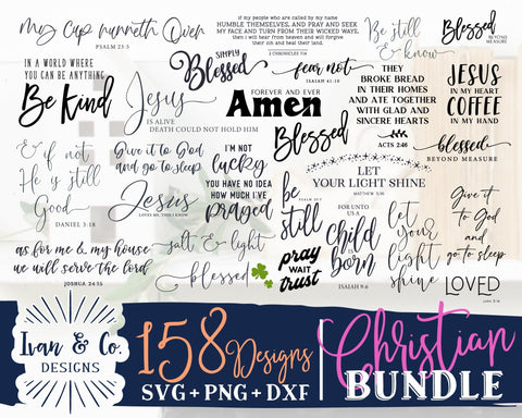 158 Christian SVG Bundle | Salt & Light Svg | Amazing Grace Svg | Amen Svg | Pray Wait Trust Svg | Commercial Use | Digital Cut Files (1294654527) SVG Ivan & Co. Designs 