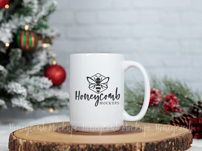 15oz White Mug Mockup, Christmas Mug Mockup, Holiday Mug Mockup, Coffee Cup Mockup Mock Up Photo Honeycomb Mockups 