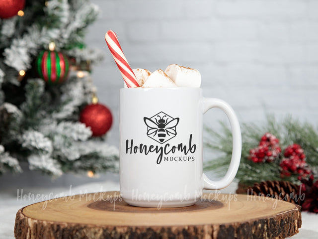 15oz White Mug Mockup, Christmas Mug Mockup, Hot Cocoa Mug Mockup Mock Up Photo Honeycomb Mockups 