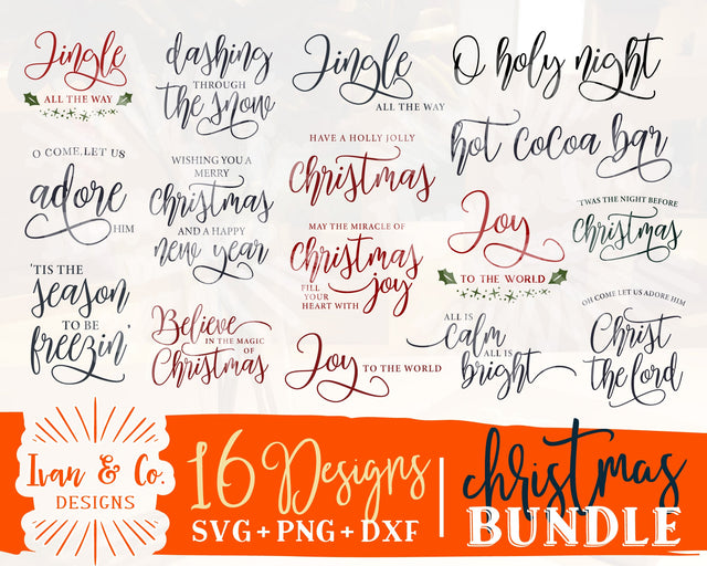 16 Christmas Sign SVG Bundle | Christmas Svg Bundle #8 | Farmhouse Sign Svg | Commercial Use | Cricut | Silhouette | Digital Cut Files | DXF PNG (1338741057) SVG Ivan & Co. Designs 