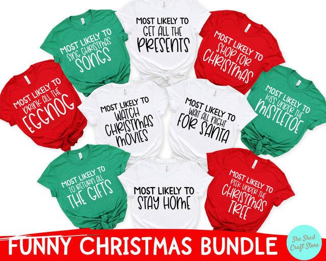 16 Designs Included - Christmas Bundle Svg, Funny Christmas Svg Bundle, Most Likely To Svg, Family Christmas Svg SVG She Shed Craft Store 