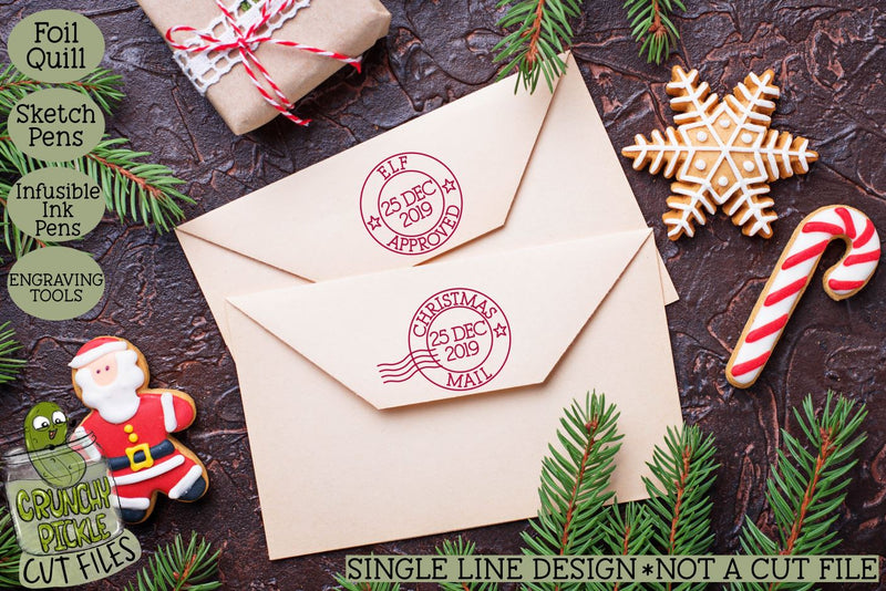 Foil Quill Single Line Christmas Stamps SVG - So Fontsy