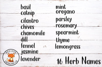 16 Herb Names Bundle SVG PNG DXF SVG RedFoxDesignsUS 