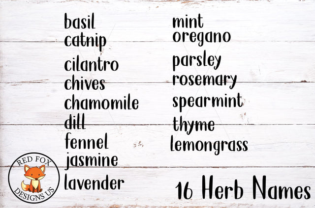 16 Herb Names Bundle SVG PNG DXF SVG RedFoxDesignsUS 