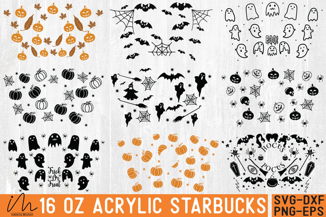 16 Oz Acrylic Starbucks Cup Svg Bundle, Starbucks Svg, Cut files,Batty Starbucks cold cup, Halloween Starbucks Cup svg, Halloween day svg, Hocus pocus Starbucks svg, Pumpkin Starbucks svg SVG Isabella Machell 