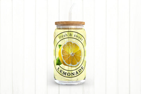 16 OZ Glass Can Wrap PNG. Lemonade Label Can Glass. Sublimation Olga Terlyanskaya 