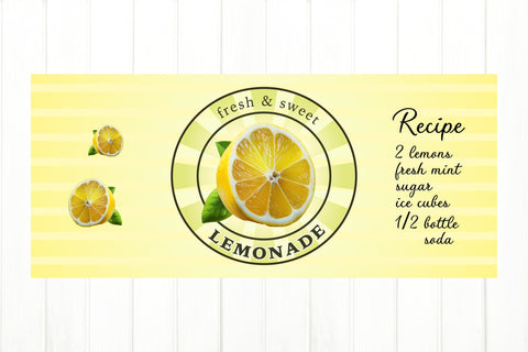 16 OZ Glass Can Wrap PNG. Lemonade Label Can Glass. Sublimation Olga Terlyanskaya 