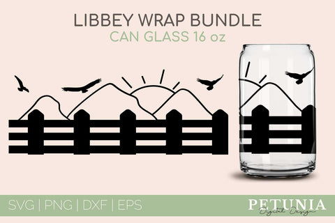 16 Oz Glass Can Wrap SVG Bundle SVG Petunia Digital Design 