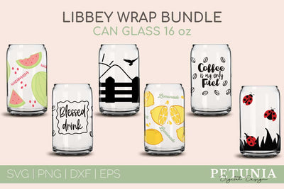 16 Oz Glass Can Wrap SVG Bundle SVG Petunia Digital Design 
