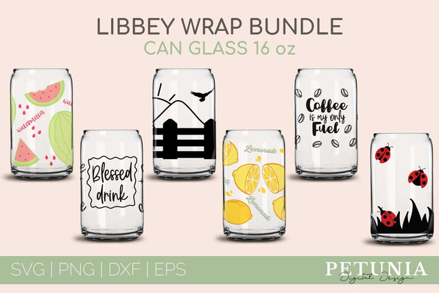 16 Oz Glass Can Wrap SVG Bundle SVG Petunia Digital Design 