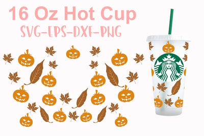 16 Oz Hotcup Fall Halloween svg, Fall Halloween starbucks svg, Starbucks cricut SVG Isabella Machell 