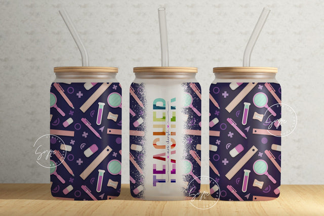 16 oz libbey glass, can glass wrap,glass can wrap, glass can wrap png, leopard print, libbey glass png, sublimation design, teacher gift, teacher glass can, teacher sublimation Sublimation Syre Digital Creations 