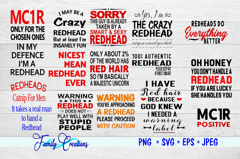 16 Redhead Sayings Bundle 1 SVG Family Creations 