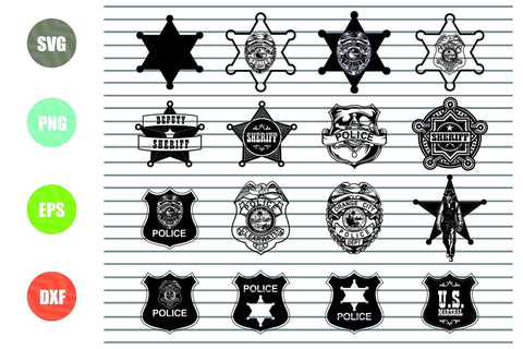 16 Styles Sheriff Badge Svg, Police Badge Svg, Police star svg, sheriff star svg, badge clipart, badge cricut, badge print, Police cap svg SVG Artstoredigital 