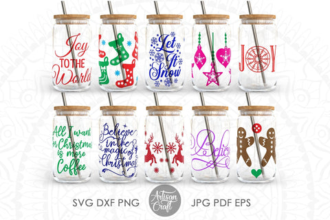 16oz Can glass wrap for Christmas SVG Artisan Craft SVG 