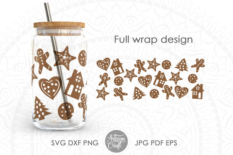16oz Can glass wrap for Christmas SVG Artisan Craft SVG 