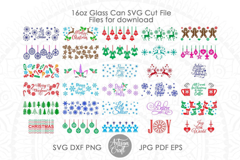 16oz Can glass wrap for Christmas SVG Artisan Craft SVG 