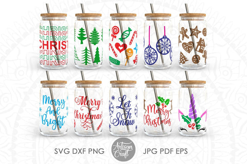 16oz Can glass wrap for Christmas SVG Artisan Craft SVG 