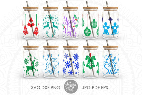 16oz Can glass wrap for Christmas SVG Artisan Craft SVG 