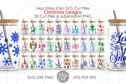 16oz Can glass wrap for Christmas SVG Artisan Craft SVG 