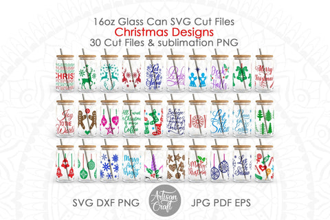 16oz Can glass wrap for Christmas SVG Artisan Craft SVG 