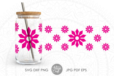 16oz glass can SVG showing flowers SVG Artisan Craft SVG 