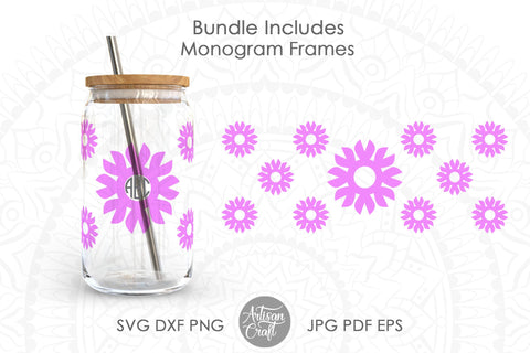 16oz glass can SVG showing flowers SVG Artisan Craft SVG 