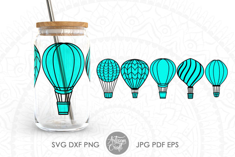 16oz glass can SVG with hot air balloons SVG Artisan Craft SVG 