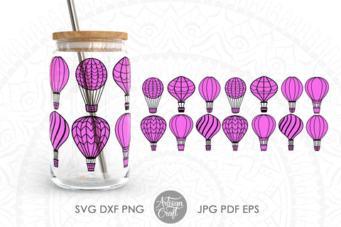 16oz glass can SVG with hot air balloons SVG Artisan Craft SVG 
