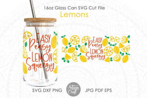 16oz Glass can SVG with lemons SVG Artisan Craft SVG 
